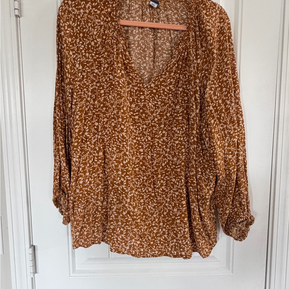Old Navy Brown Patterned Blouse